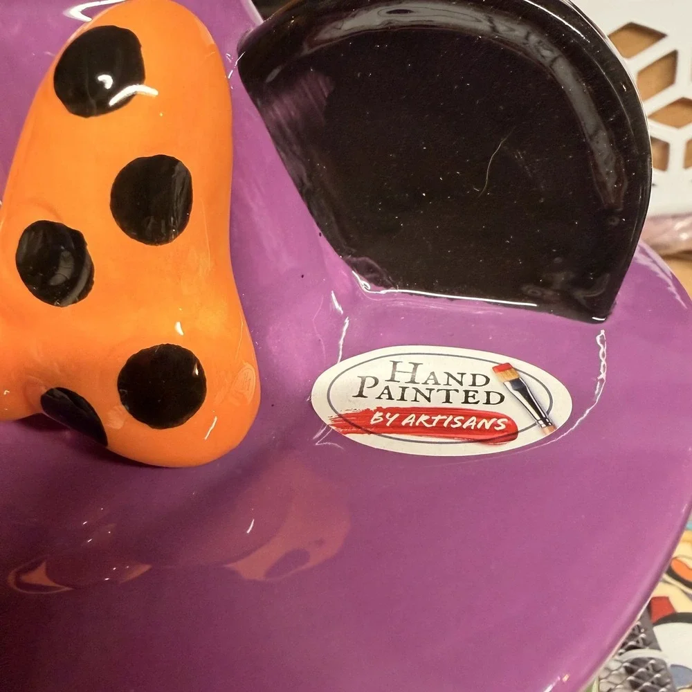 Disney Minnie Mouse Halloween Pumpkin House Ceramic Cookie Jar Hand Painted Deco